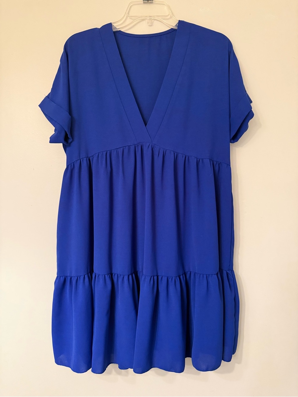 Skue Royal Blue V-Neck Tiered Dress Size S
